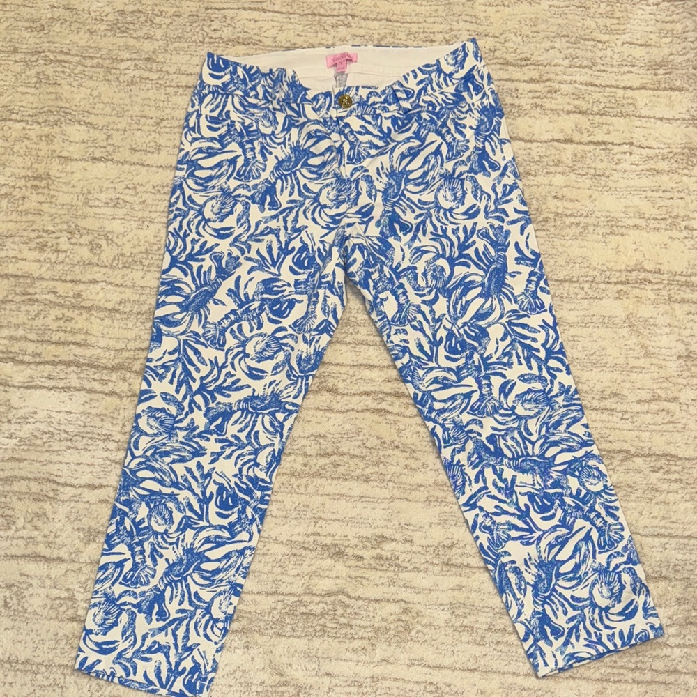 Lilly Pulitzer Blue and Cream Patterned Pants